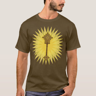 Brown Traditional Ethiopian Cross Design T-Shirt
