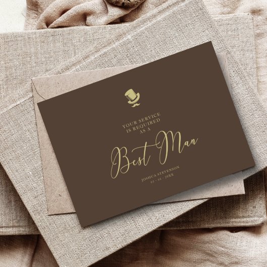 Brown Trauzeuge Chic Wedding Simple Vorschlag Card