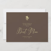 Brown Trauzeuge Chic Wedding Simple Vorschlag Card (Vorderseite)