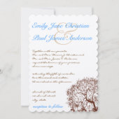 Brown Tree Aqua Blue Schriftart Einladung Hochzeit (Vorderseite)