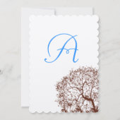 Brown Tree Aqua Blue Schriftart Einladung Hochzeit (Rückseite)