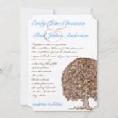 Brown Tree Aqua Blue Schriftart Einladung Hochzeit (Vorderseite)