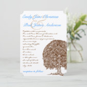 Brown Tree Aqua Blue Schriftart Einladung Hochzeit (Stehend Vorderseite)