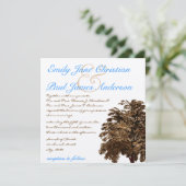 Brown Tree Aqua Blue Schriftart Einladung Hochzeit (Stehend Vorderseite)