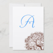 Brown Tree Aqua Blue Schriftart Einladung Hochzeit (Rückseite)