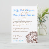 Brown Tree Aqua Blue Schriftart Einladung Hochzeit (Stehend Vorderseite)