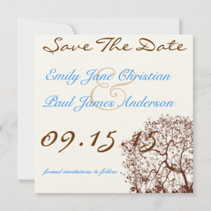 Brown Tree Bright Blue Schriftart Save the Date