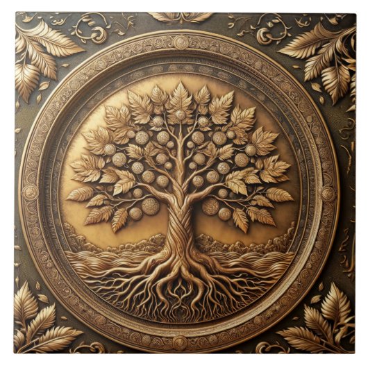 Brown Tree of Life Alcient Rustic Fliese (Vorderseite)