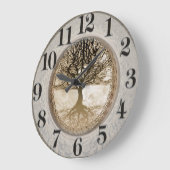 Brown Tree of Life Pattern Große Wanduhr (Winkel)