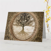 Brown Tree of Life Pattern Karte (Gelbe Blume)