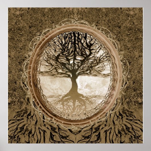 Brown Tree of Life Pattern Poster (Vorne)