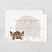 Brown Tree Wedding Monogram Response Card Einladung (Vorne/Hinten)