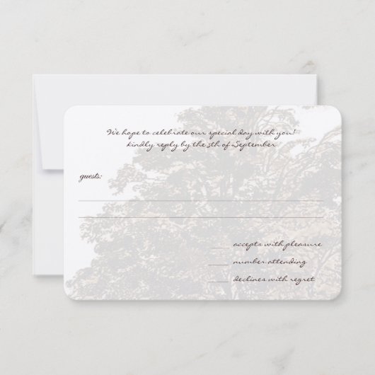 Brown Tree Wedding Monogram Response Card Einladung (Vorderseite)