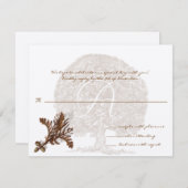 Brown Tree Wedding Monogram Response Card Einladung (Vorne/Hinten)