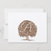 Brown Tree Wedding Monogram Response Card Einladung (Rückseite)