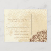 Brown Tree Wedding Monogram Response Card Einladungspostkarte