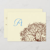 Brown Tree Wedding Monogram Response Card Einladungspostkarte (Vorne/Hinten)