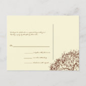Brown Tree Wedding Monogram Response Card Einladungspostkarte (Rückseite)