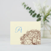 Brown Tree Wedding Monogram Response Card Einladungspostkarte (Stehend Vorderseite)