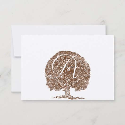 Brown Tree Wedding Monogram Response Card RSVP Karte (Rückseite)