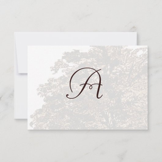 Brown Tree Wedding Monogram Response Card RSVP Karte (Rückseite)