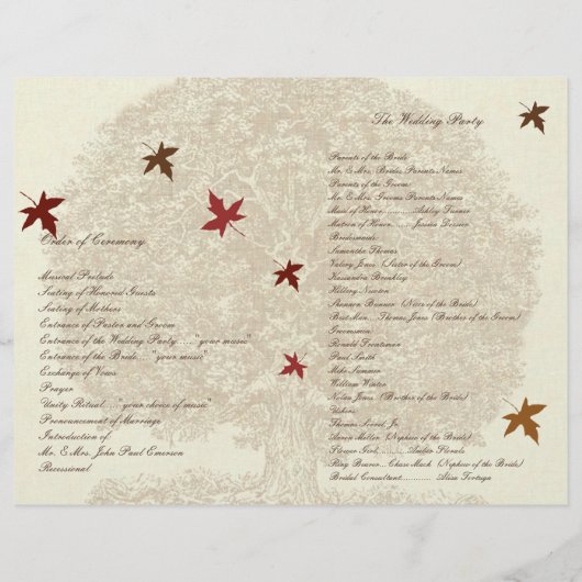 Brown Tree Wedding Program (Rückseite)
