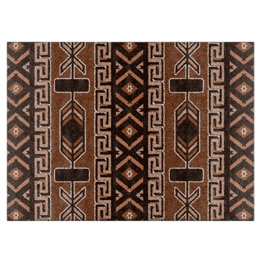 Brown Tribal Aztec Muster Schneidebrett (Vorderseite)