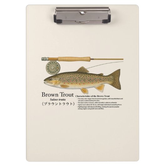Brown Trout Fly Fishing Illustration Clipboard Klemmbrett (Vorderseite)