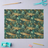 Brown Trout Green Watercolor Fish Nature Decoupage Seidenpapier (Basteln)