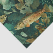 Brown Trout Green Watercolor Fish Nature Decoupage Seidenpapier (Detail)