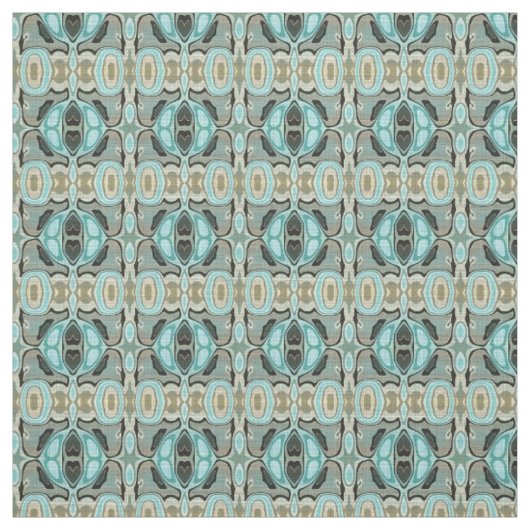 Brown Türkise Green Bali Batik Style Muster Stoff (Muster)