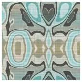 Brown Türkise Green Bali Batik Style Muster Stoff (Nahaufnahme)