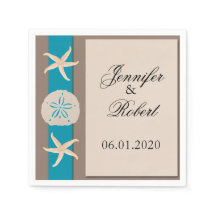 Brown Turquoise Band Wedkin Napkin