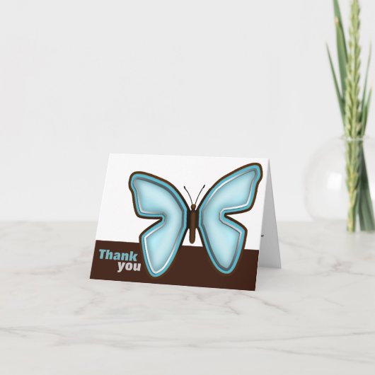 Brown & Turquoise Butterfly "Danke" Karte (Vorderseite)
