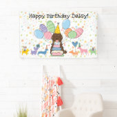 Brown Tuxedo Cockapoo Cavapoo Dog Birthday Party Banner (Insitu)