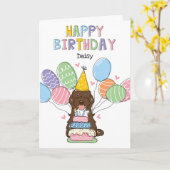 Brown Tuxedo Cockapoo Cavapoo Dog Happy Birthday Karte (Gelbe Blume)