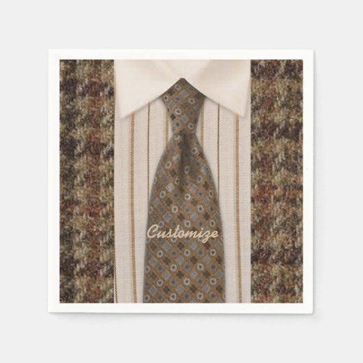 Brown Tweed Shirt and Krawatte Mens Anzug Napkins Serviette (Vorderseite)