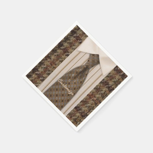 Brown Tweed Shirt and Krawatte Mens Anzug Napkins Serviette (Ecke)