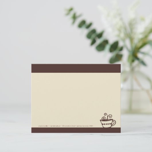 Brown- u. Creme-Kaffeetasse-Mitteilungskarten Einladung (Stehend Vorderseite)
