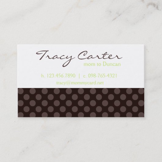 Brown u. Limone Mama-Karte Telefonnummerkarte (Vorderseite)