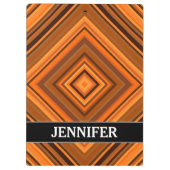 Brown u. orange Quadrat-Muster + Individueller Klemmbrett (Rückseite)