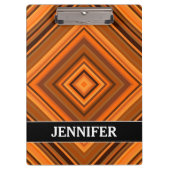 Brown u. orange Quadrat-Muster + Individueller Klemmbrett (Vorderseite)