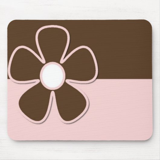 Brown u. Rosa mit Gänseblümchen-Blume Mousepad (Vorne)