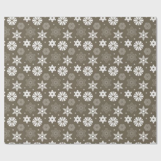 Brown u. weiße festliche Schneeflocken Geschenkpapier (Flach)