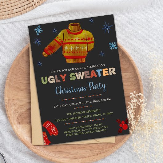 Brown Ugly Sweater Weihnachtsfeier Einladung