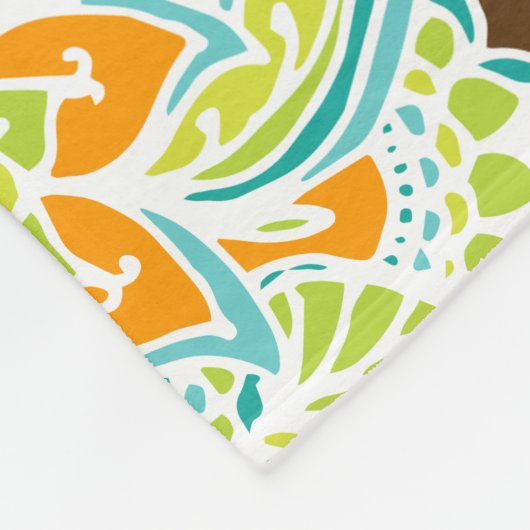 Brown und Aquamarin Boho Paisley Mit Monogramm Fleecedecke (Ecke)