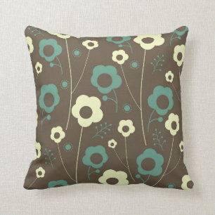 Brown und aquamarines Blumenkissen Kissen