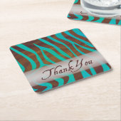 Brown und aquamarines Zebra-Muster danken Ihnen Rechteckiger Pappuntersetzer (angewinkelt)