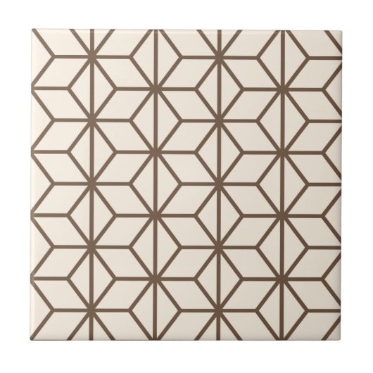 Brown und beige geometrisches KunstDeko Muster Fliese (Vorderseite)