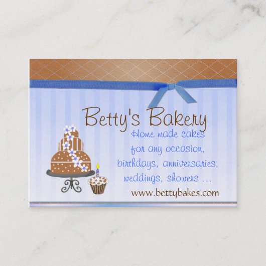 Brown und blaue Bäckerei-Visitenkarte Visitenkarte (Vorderseite)